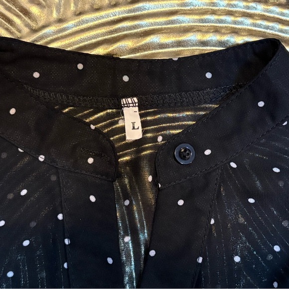 Black Sheer Polka Dot Women's Shirt - Picture 7 of 7